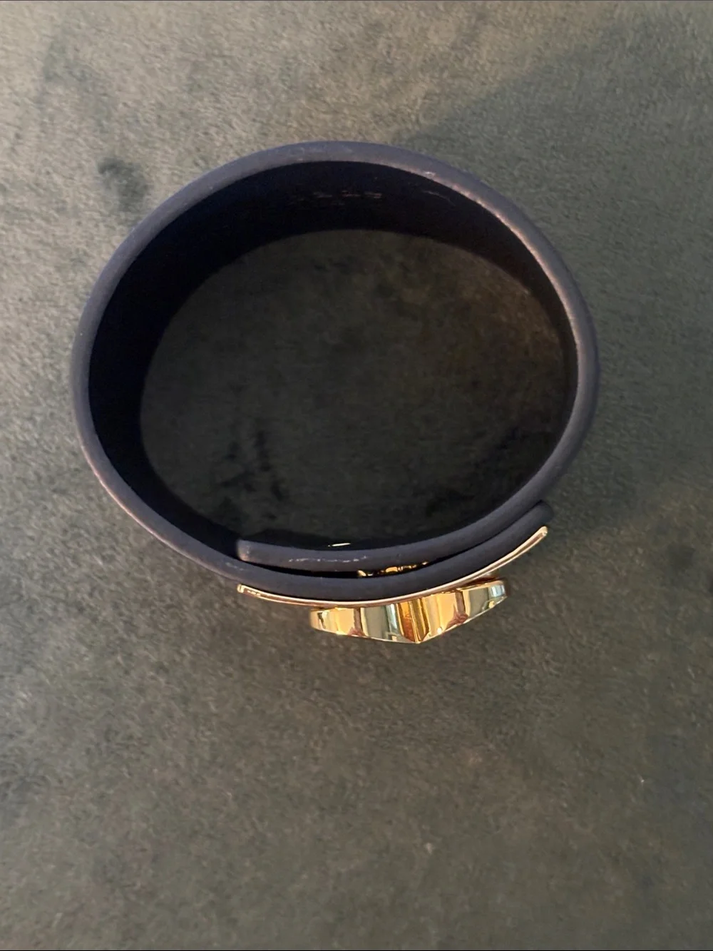 kate spade Black Leather Cuff with Gold Heart Spade Plate